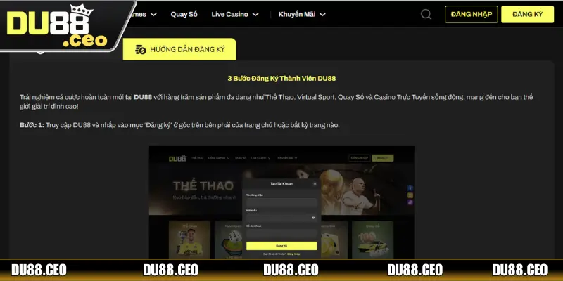 Đăng Ký DU88 - Phá Đảo Thế Giới Game Hay Trong 3 Bước Quy trình đăng ký DU88 tinh gọn trong 3 bước
